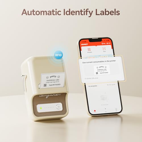 Image of NIIMBOT B21 Label Printer with Adhesive Tape, 2 Inch Portable Sticker Maker, Thermal Label Printer for Glass, Price, Address Labels for Business, Home, Office, Organization, White