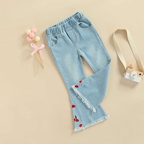 Kids Toddler Girls Skinny Flare Jeans High Waisted Washed Bell Bottom Denim Pants Casual Streetwear for 6M~5T2