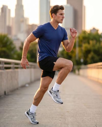 Image of 5 Pack: Men's V-Neck Dry-Fit Moisture Wicking Active Athletic Tech Performance T-Shirt