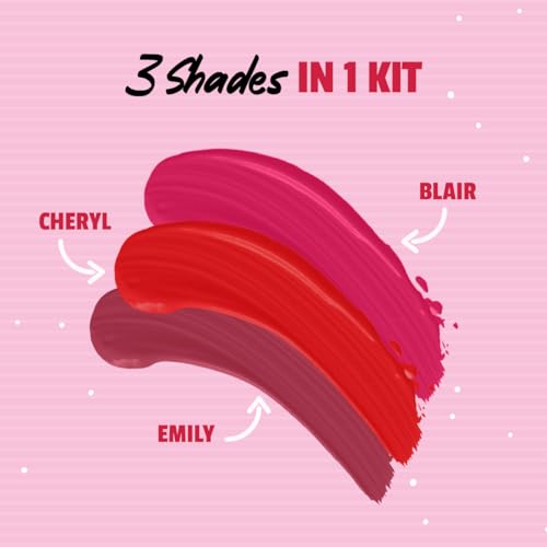 MyGlamm POPxo Makeup- Matte Finish Liquid Lipstick Kit - OG Crew -1.5g (Set of 3) | Blair, Cheryl, & Emily (Wine Red, Pink, Britgh Red) Shade | Enriched with Cocoa Butter &... - Image 4