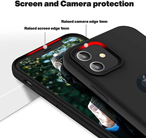 Image of VONZEE Liquid Silicone Soft Back Cover for iPhone 12 Mini Case, Shockproof Slim Camera & Full Body Protection Non Yellowing Cover with Microfiber Lining & Logo Cut (5.4 Inch) -Black