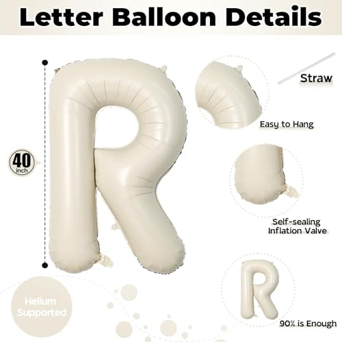 40 Inch Beige BRIDE Balloons Bachelorette for Bridal Shower, Large Cream White Sand Bride Mylar Foil Balloon Letter, Ivory Alphabet Balloon Banner for Wedding Engagement Bride To Be Party Decorations
