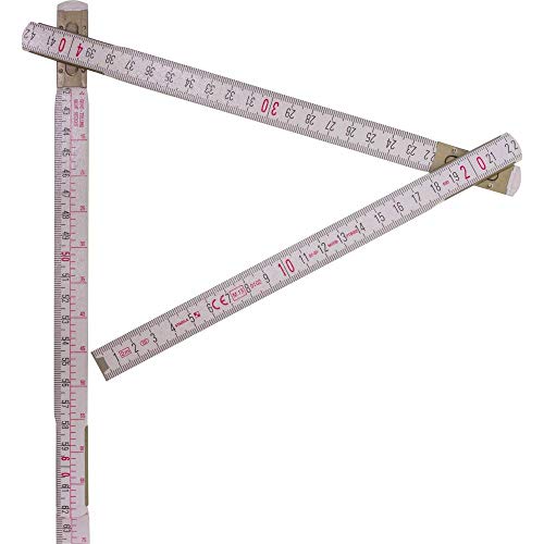 STABILA Zollstock Type 1607 W, 2 m, weiß, metrische Skala, Winkelfunktion, hochwertiger Meterstab aus PEFC-zertifiziertem Holz, umschließende Gelenkplatten