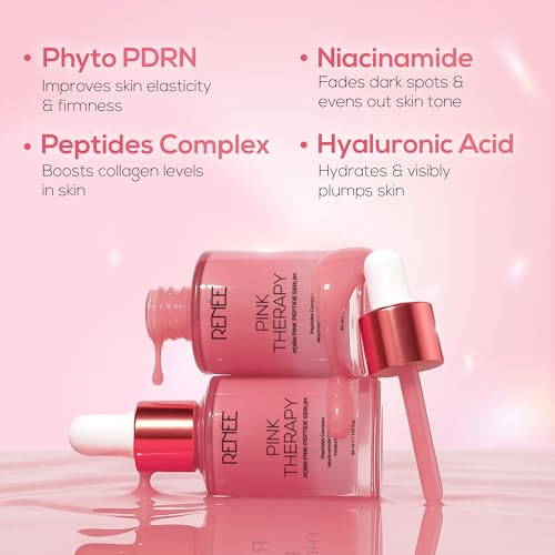 Image of RENEE Pink Therapy PDRN Pink Peptide Face Serum For Glowing, Radiant Skin | Hydrates, Boosts Collagen, Evens Skin Tone | Lightweight, Quick Absorbing | Hyaluronic Acid & Niacinamide Infused | 30 ml