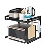 Ripiano per Microonde Ripiano per Panettiere Espandibile, Espandibile Scaffale per Microonde in Metallo Ripiano per Tostapane con 4 Ganci Rimovibili per Cucina Forno Scaffale da Cucina Portaspezie
