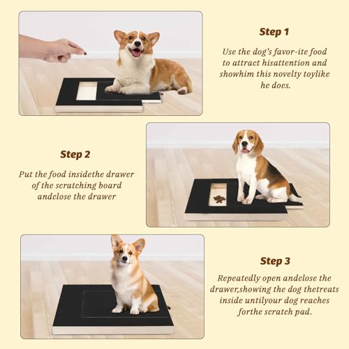 Auauraintt Kratzbrett für Hunde,mit Leckerlibox,Scratch Pad für Nägel,Sandpapierbrett,Alternative zu Krallenknipsern und -Schleifern für Hunde