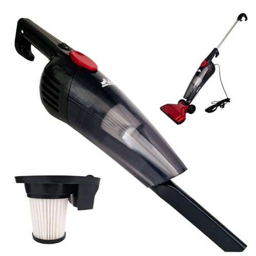 MAKA Aspirapolvere con Filo senza Sacco Scopa Elettrica 800W Aspirabriciole Vano Polvere 2 Litri con Tecnologia Ciclonica Facile da Svuotare Filtro Hepa Lavabile Accessori Spazzola (600W 2 in 1 b)