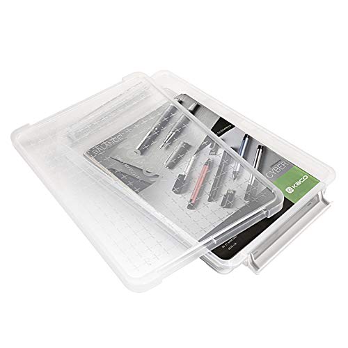 Btsky 3 Pack A4 Plus Clear Plastic Stackable Storage Box Desk Paper With Buckle, Office Supplies Accessories File Protector Case Organizer, Portable Project Case Document Holders With 3 Lids #TOP6