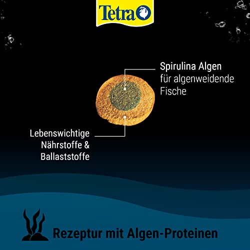 Tetra Pleco Algae Wafers - Fischfutter mit Spirulina-Algen für algenweidende Bodenfische, 250 ml Dose