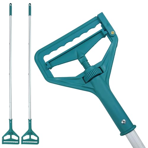 Image of 60 Inch Industrial Mop Handle 2 Pack, Heavy Duty Commercial Mop Stick, Aluminum Alloy Anti-Slip Replacement Mop Handle, Easy to Assemble Black Mop Pole for Home Commercial Industrial Cleaning (green)