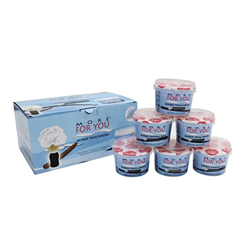 More For You Jabón de afeitar con jabonera, 140 g, refrescante y vigorizante para pieles sensibles, perfecto para el afeitado con maquinilla de afeitar y maquinilla de afeitar, 140 g (12 unidades)