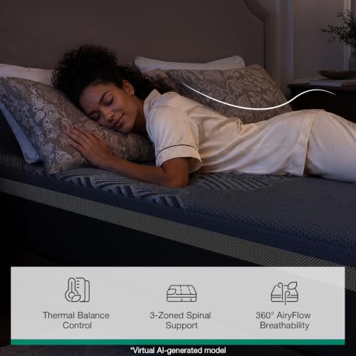 Image of Novilla AiryFlow Graphene 16 Inch King Size Mattress, Cooling Memory Foam | Medium Firm Mattress, Thermal Balance Cover, 3-Zone Lumbar Support, Pressure Relief & Motion Isolation, CertiPUR-US Certified