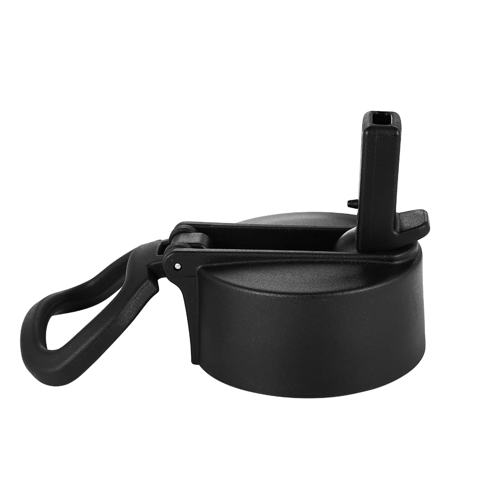 Edelstahl Trinkflasche mit Strohhalm 1L, BPA-frei, Thermo Trinkflasche mit Trinkhalm für Kinder & Erwachsene - Robuste Isolierflasche für Schule, Büro, Outdoor (Strohhalm Bundle, Schwarz)