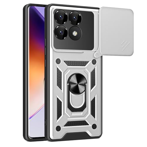 Coque Xiaomi Poco F6 Pro抗摔 rigide double couche argent contre les rayures de l'étui