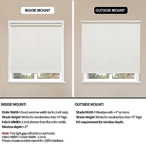 Blackout Roller Shades Blinds Cordless for Windows Pull Down Room Darkening Door Blinds with Thermal Insulated Easy to Install for Living Room,Bedroom,Home,Office Bathroom Beige 20" W x 72" H