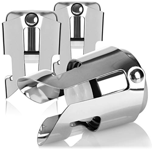 COM-FOUR® 3x tapón de botella de champán, tapón reutilizable para botellas de champán, vino y champán, tapón de botella de ajuste universal