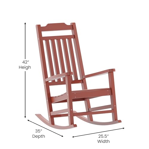 Image of Flash Furniture Set of 2 Winston All-Weather Rocking Chair in Red Faux Wood
