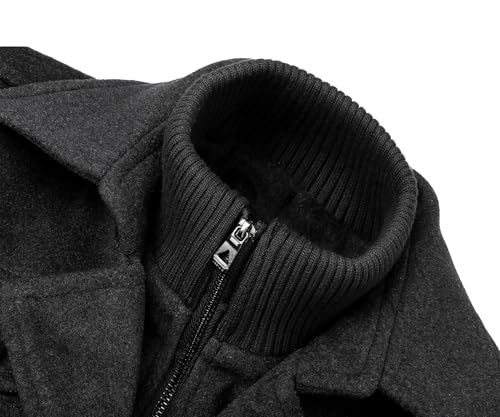 Image of APTRO Men's Pea Coat Wool Jacket Windbreaker Single Breasted Winter Coat