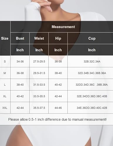 Image of Avidlove Bodysuit for Women Long Sleeve Double Lined Tank Top V Neck Bodysuit Tummy Control Shapewear