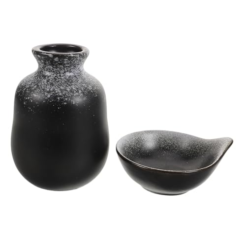 Cabilock 1 Set Ceramic Sake Set Minimalist Japanese Pottery Sake Bottle Cup Dishwasher Microwave Safe Tokkuri Ochoko Decor for Enjoyment
