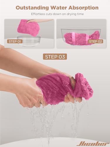 Image of Hicober Microfiber Hair Towel, 3 Packs Hair Turbans for Wet Hair, Drying Hair Wrap Towels for Curly Hair Women Anti Frizz (Light Aqua,Peachy Coral, Sweet Pink)