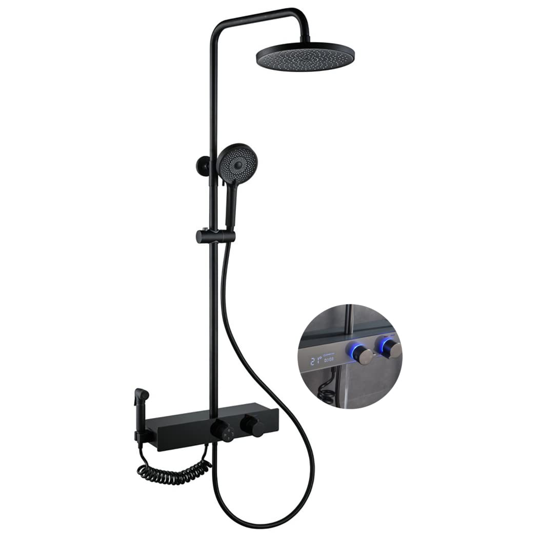 Système de douche pour baignoire et bidet avec affichage LED et pommeau gris