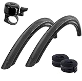 2 x Schwalbe ONE Performance Faltreifen R-Guard Rennradreifen 23-622 (28 x 1.00) + 2 Schwalbe DV15 Schläuche inkl. Fahrradklingel