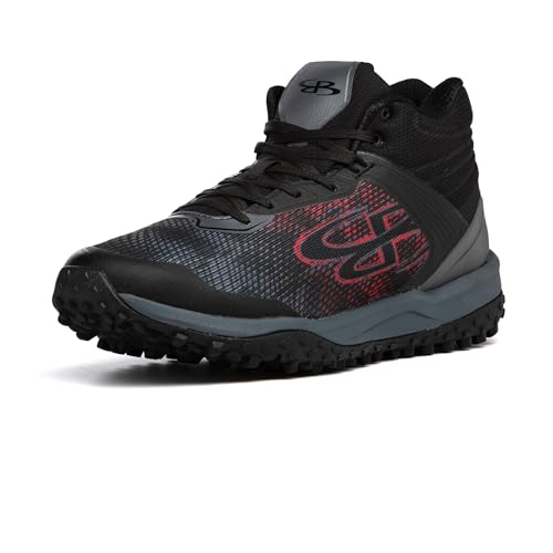 Boombah Viper Men's Shadow Turf Mid Black/Charcoal/Red - Size 10.5