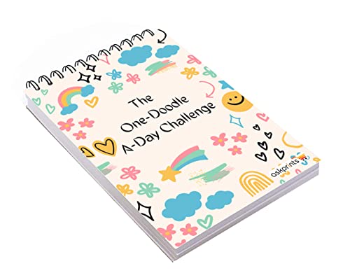 Image of Askprints 50 Sheet A5 Sketchbook - 5.8 X 8.3 Inch | One Doodle A Day Challenge, Top Spiral-Bound Sketchpad For Artists | Sketching And Drawing Acid Free Paper, Acrylic