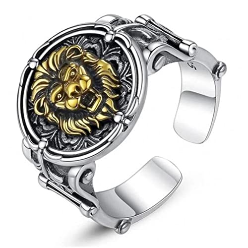 Kaytong Bague Lion Vintage pour Hommes Gothique Punk Hip Hop Moto Biker Rock Ouverture Réglable Dominatrice Bague Homme Bijoux-Redimensionnable,A