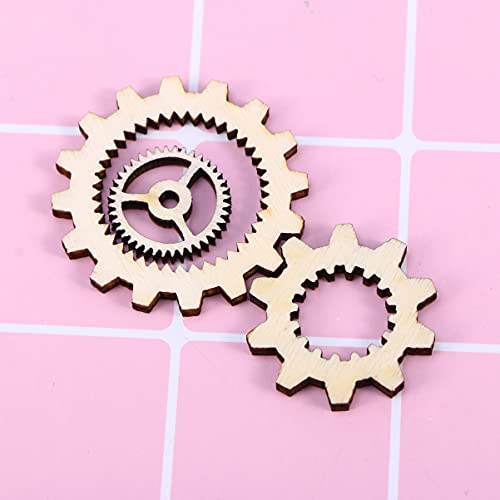PRETYZOOM 40pcs Gear Shape Wood Cutouts Unfinished Gear Wheel Wooden Pieces Mini Hollow Wood Gear Shape Cutouts for DIY Painting Home Party Decorations - Image 3