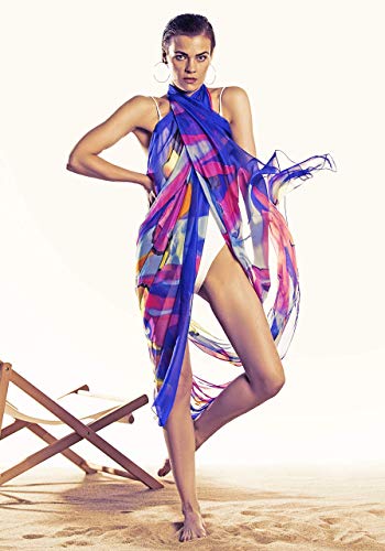 MissShorthair Womens Chiffon Beach Pareos Sarong Sheer Swimsuit Cover Ups Swimwear Bikini Wrap2