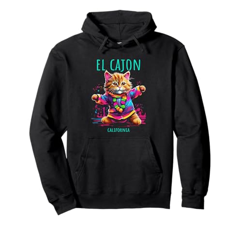 El Cajon California USA divertido lindo colorido diseño de gato bailando Sudadera con Capucha