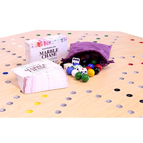 Juego de Mesa Marble Chase con Tablero de Madera y Cartas miniatura 5
