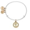 Alex and Ani Women's Initial J II Bangle Two Tone Bracelet, Rafaelian Silver