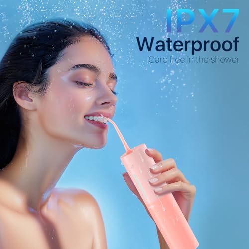 Bigsmile Pink Water Flosser Powerful Cordless Dental Irrigator for Kid Braces Travel Shower to Help Prevent Infections and Bad Breath Pick Floss IPX7 200ML (Pink) - Thumbnail 4