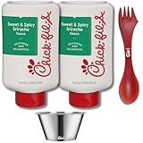 Chick-fil-A Sweet & Spicy Sriracha Sauce, 16 fl oz (2-pack) Bundle with Giri Plastic Spork and Stainless Steel Condiment Cup (3 Items)