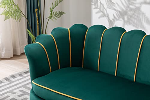 Loveseat Sofa, Modern Velvet Couch Accent Upholstered Settee, 2 Seater Small Loveseat For Small Spaces, Office, Bedroom, Living Room (Green) #TOP2