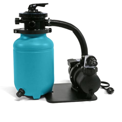 POOL Total Sandfilter Trinidad - 4,8 m³/h Sandfilteranlage mit Ø 250mm Kessel für Pools bis max. 15m³ Selbstansaugende Filterpumpe mit Vorfilter 6 Wege Top-Mount-Ventil Pool Schwimmbad Filter