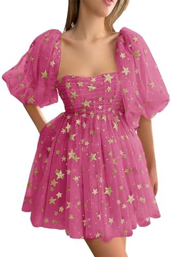 Eightale Tulle Homecoming Dresses Short A-Line Sparkle Starry Prom Party Gowns