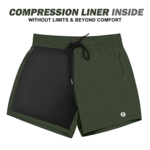 Image of BRISIRA Mens Swim Trunks Swim Shorts Quick Dry 5 inch Inseam Beach Shorts with Compression Liner and Zipper Pocket