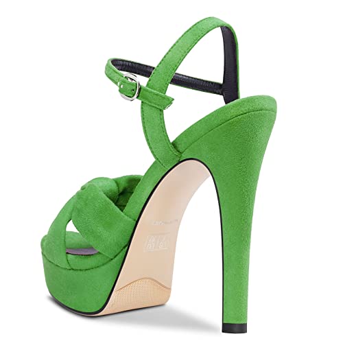Aachcol Women Platform Sandals Bowtie Peep Open Toe Ankle Strap Slingback Stiletto High Heel Dress Shoes Suede 5 Inch3