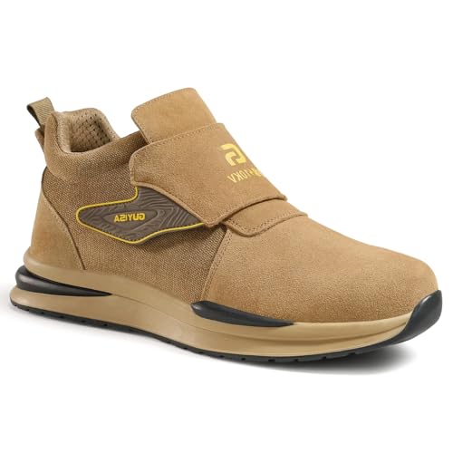 Image of GLANOUDUN Steel Toe Boots for Men, Welding Work Boots with Puncture-Resistant Midsole, High Top Hook and Loop Safety Footwear for Welding Workshop Construction Warehouse Factory