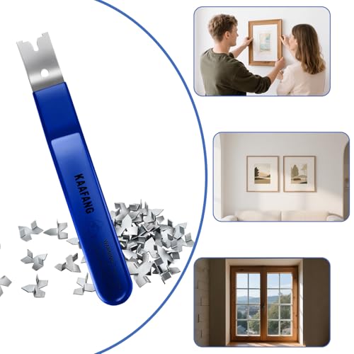 Image of Glazier Point Driver, Glazing Push Point Driver Tool with 120 Push Points, Easy-Grip Handle, Glazing Push Point Driver Tool for Framing Glass, Picture, Cross Stitch (Blue)