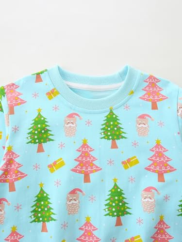 HILEELANG Girls Sweatshirts Cotton Blend Crewneck Pullover Tops Cute Crewneck Fall Winter Tops Clothes for Kids 2-7Y3