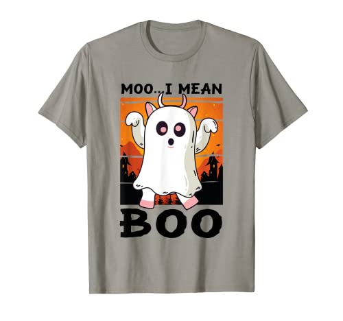 Ghost Cow Moo I Mean Boo Funny Halloween Vaca Amante Camiseta