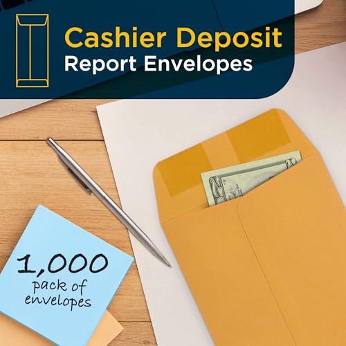 Guardian Cashier Deposit Report Envelopes with Gummed Flaps, Pack of 1000 Cash Drop Envelopes – Cash Register for Small Businesses –Cashier Register for Retailers & Restaurants – Brown Kraft Envelope by Guardian - Image 2