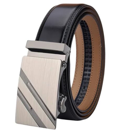 Men's Four Seasons Solid Color Leather Belt 3.5Cm Casual Automatic Buckle Belt