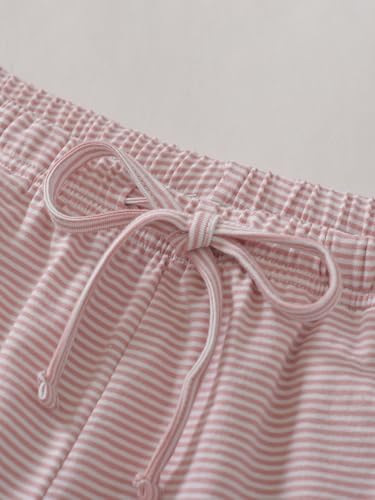 Image of Latuza Women's Petite Cotton Pajama Set Striped Button Down Pjs