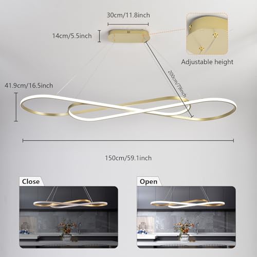Image of Modern Gold LED Dining Pendant Chandelier